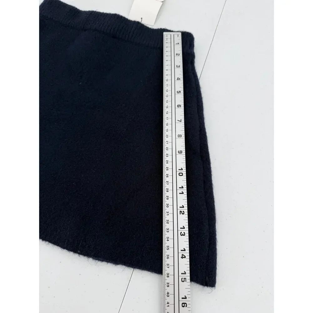 NWT Zara Knitted Brushed Navy Blue Mini Sweater Flare Skirt Size XS